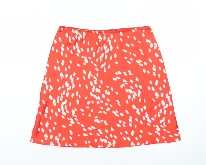 Topshop Women Red White A-Line Knee Length Skirt Size 10