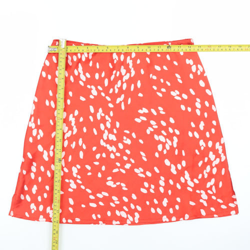 Topshop Women Red White A-Line Knee Length Skirt Size 10