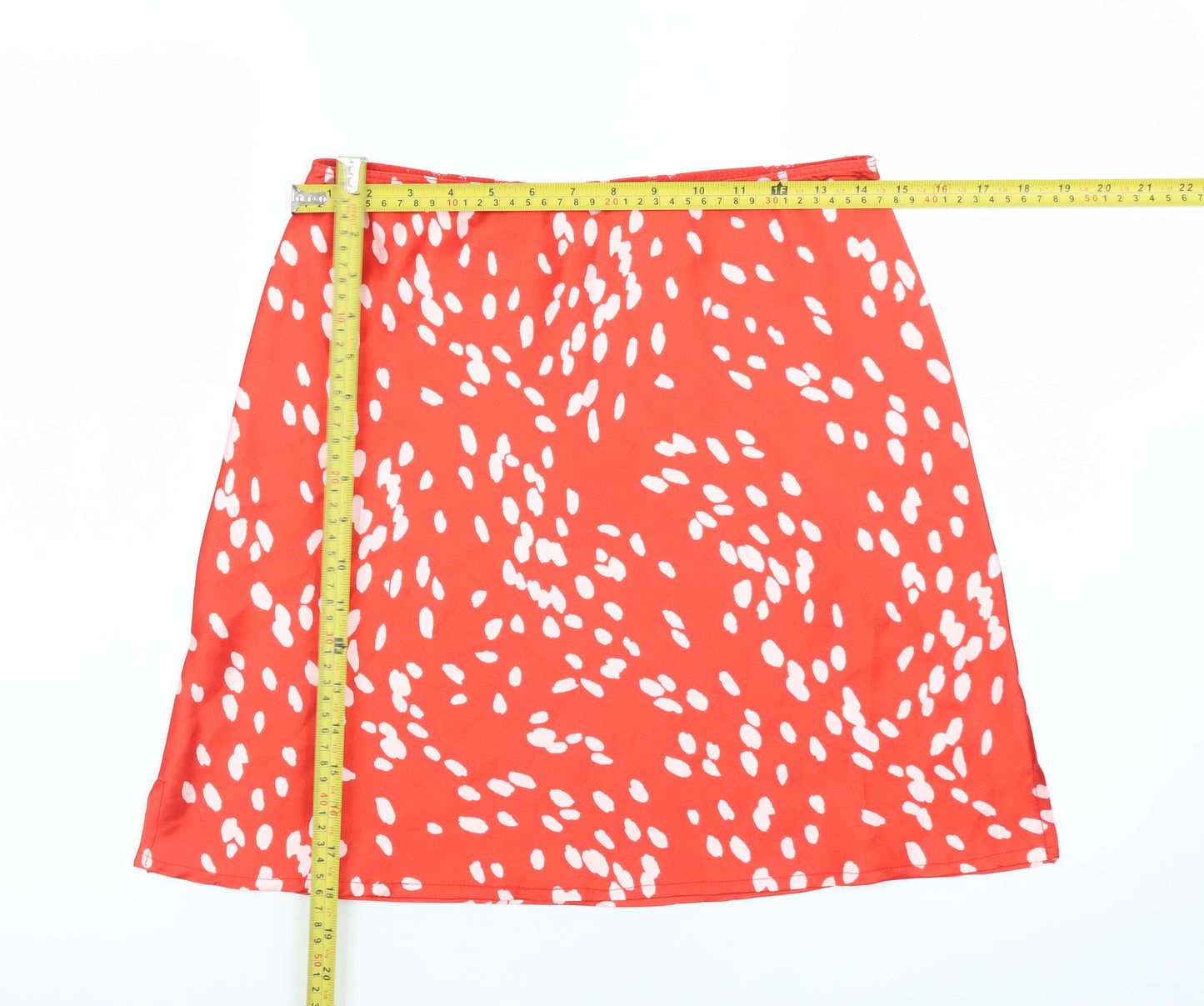 Topshop Women Red White A-Line Knee Length Skirt Size 10
