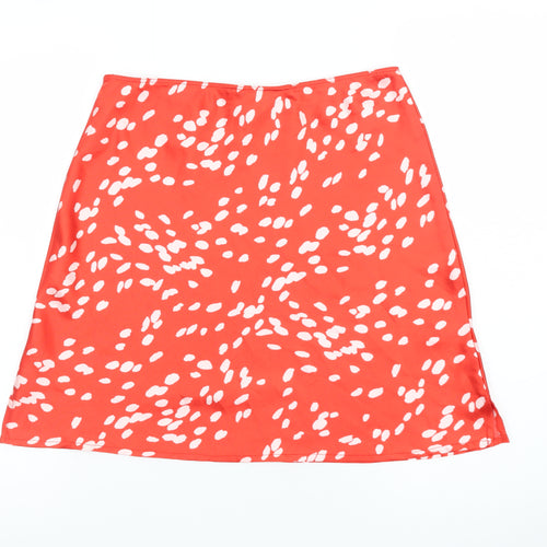 Topshop Women Red White A-Line Knee Length Skirt Size 10