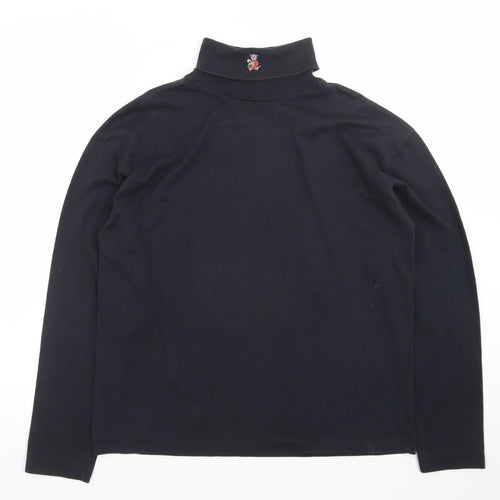All Points Men Black Roll Neck Long Sleeve Cotton T-Shirt L