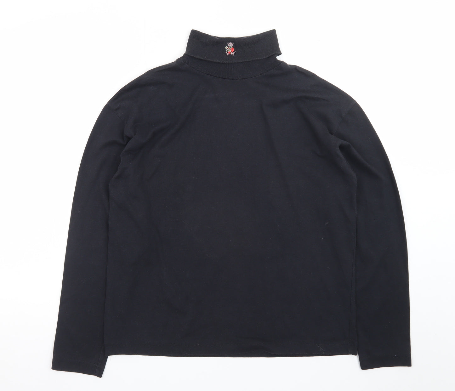 All Points Men Black Roll Neck Long Sleeve Cotton T-Shirt L
