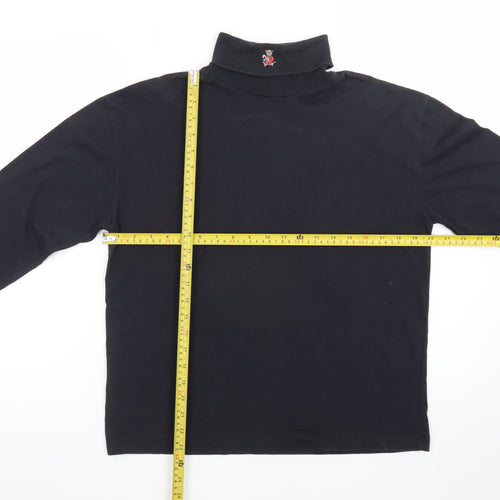 All Points Men Black Roll Neck Long Sleeve Cotton T-Shirt L