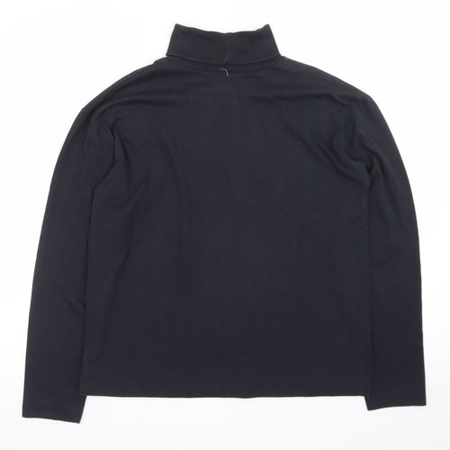 All Points Men Black Roll Neck Long Sleeve Cotton T-Shirt L
