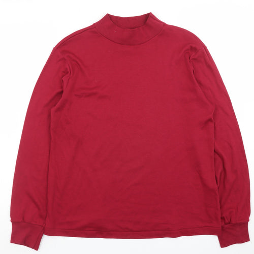 Lands' End Men's Red Mock Neck Long Sleeve Jersey T-Shirt XS