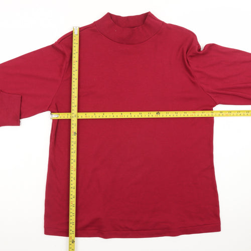 Lands' End Men's Red Mock Neck Long Sleeve Jersey T-Shirt XS