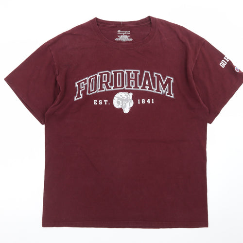 Champion Men's Burgundy Fordham Graphic Cotton T-Shirt Size L