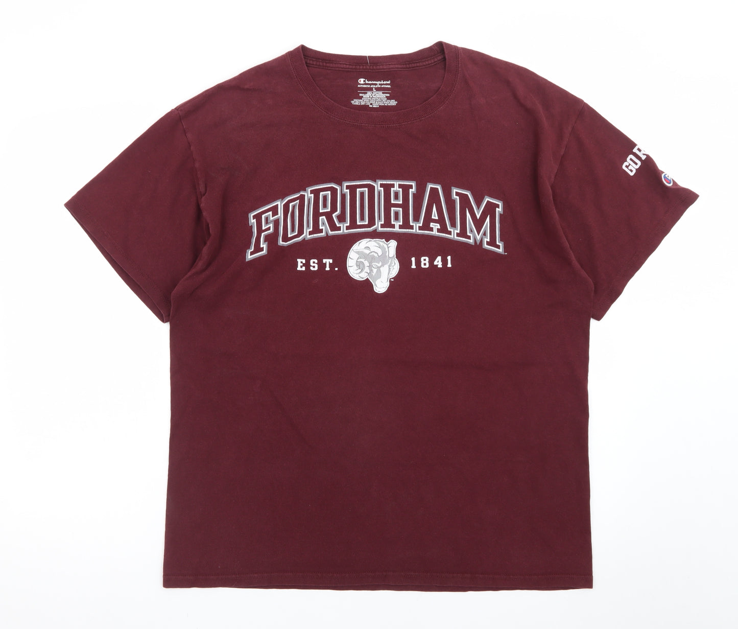Champion Men's Burgundy Fordham Graphic Cotton T-Shirt Size L