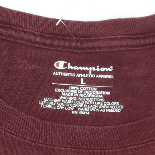 Champion Men's Burgundy Fordham Graphic Cotton T-Shirt Size L