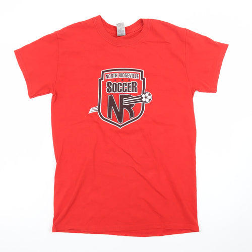 Gildan Men's Red North Ridgeville Soccer T-Shirt Small Sports Style