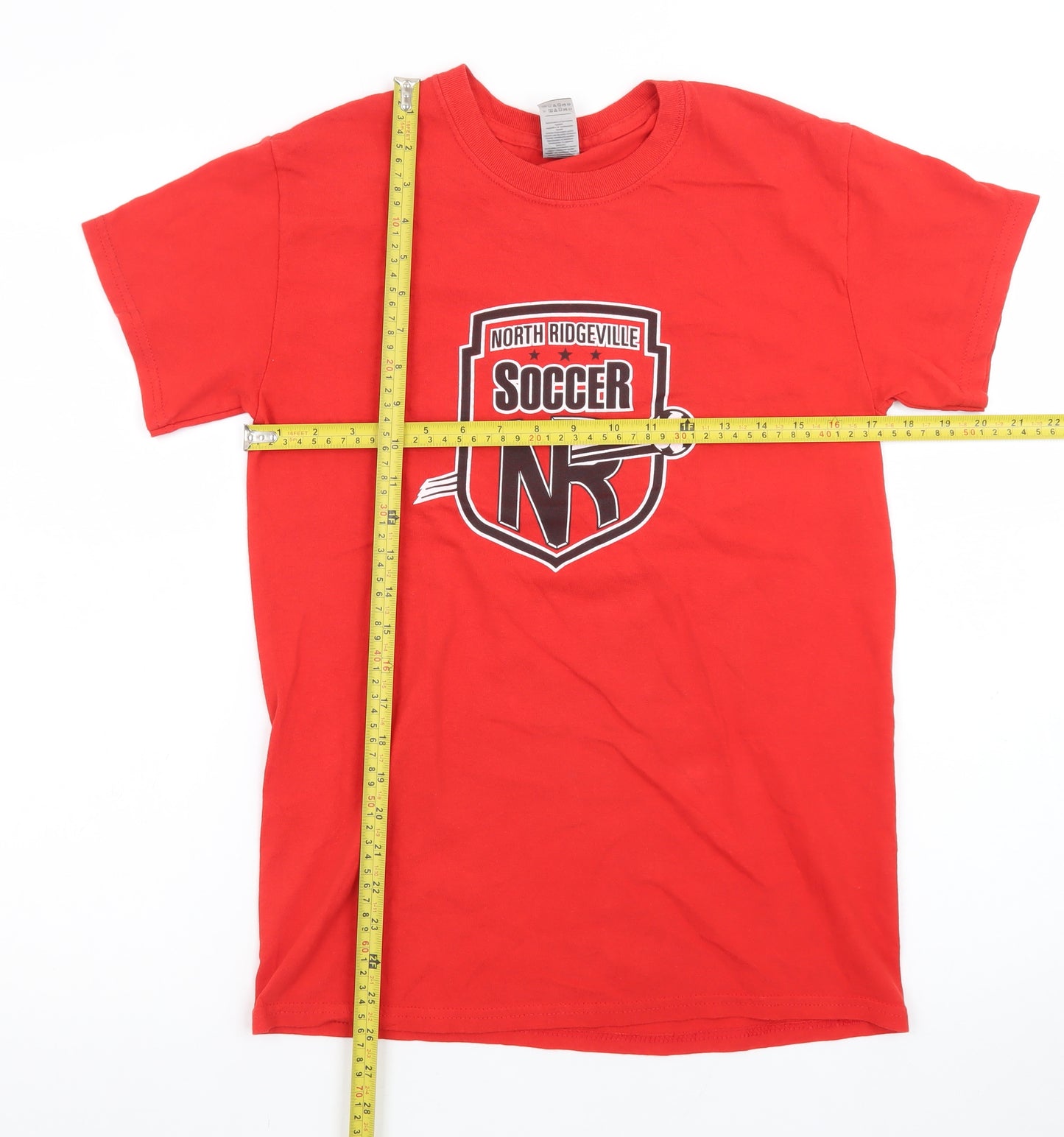 Gildan Men's Red North Ridgeville Soccer T-Shirt Small Sports Style