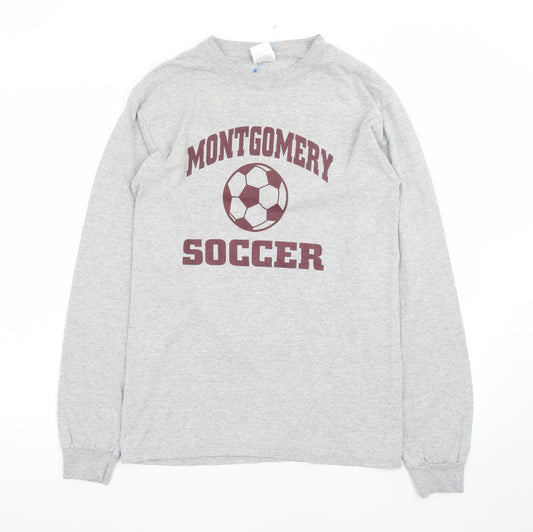 Anvil Men's Grey Long Sleeve Montgomery Soccer T-Shirt Small
