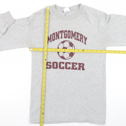 Anvil Men's Grey Long Sleeve Montgomery Soccer T-Shirt Small