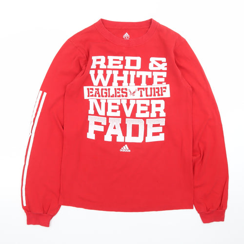 Adidas Men’s Red Long Sleeve Graphic Sports T-Shirt Size S