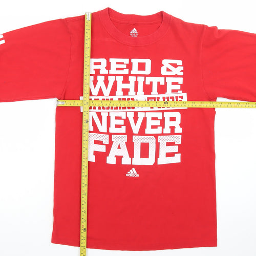 Adidas Men’s Red Long Sleeve Graphic Sports T-Shirt Size S