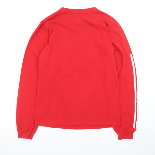 Adidas Men’s Red Long Sleeve Graphic Sports T-Shirt Size S