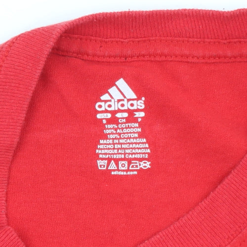 Adidas Men’s Red Long Sleeve Graphic Sports T-Shirt Size S