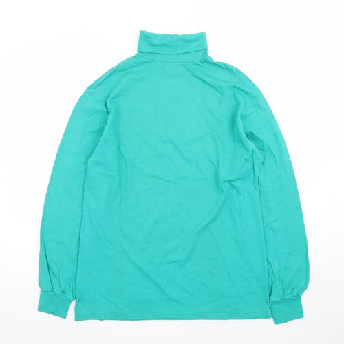Hanes Women's Green Roll Neck Long Sleeve Cotton Jersey Top M