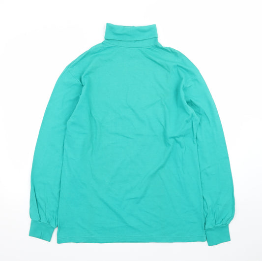 Hanes Women's Green Roll Neck Long Sleeve Cotton Jersey Top M