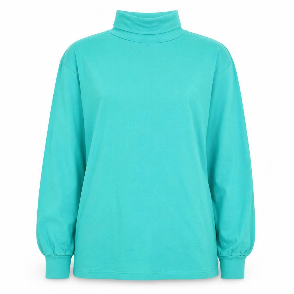 Hanes Women's Green Roll Neck Long Sleeve Cotton Jersey Top M