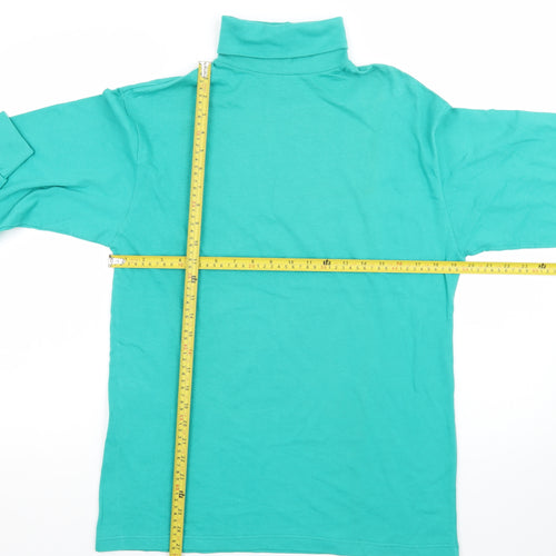 Hanes Women's Green Roll Neck Long Sleeve Cotton Jersey Top M
