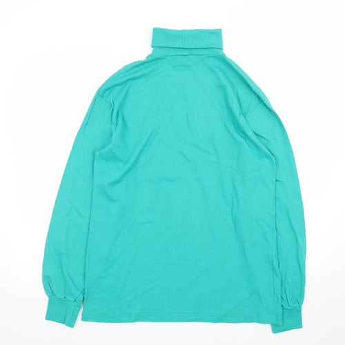 Hanes Women's Green Roll Neck Long Sleeve Cotton Jersey Top M
