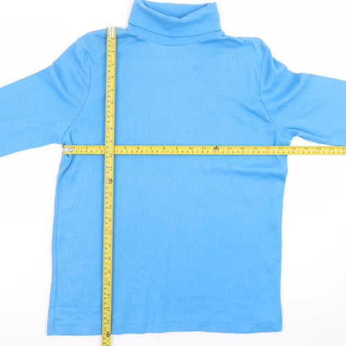 KR Essentials Womens Blue Cotton Petite Roll Neck Long Sleeve Top M
