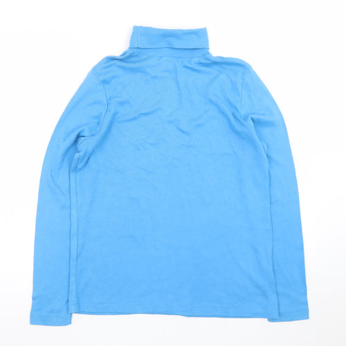 KR Essentials Womens Blue Cotton Petite Roll Neck Long Sleeve Top M