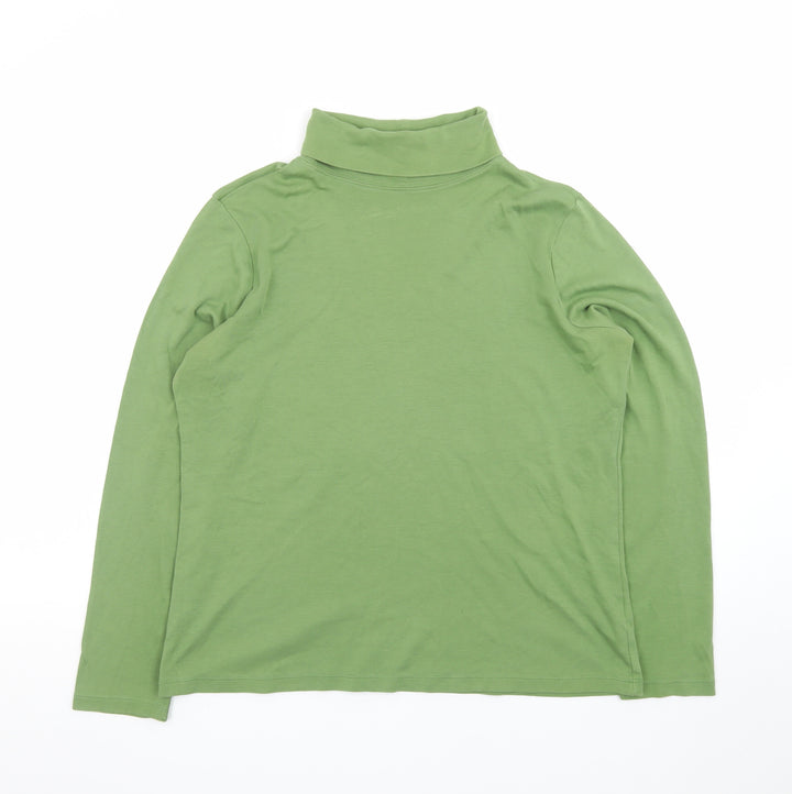 L.L. Bean Women's Green Roll Neck Long Sleeve Cotton Top M