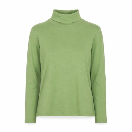 L.L. Bean Women's Green Roll Neck Long Sleeve Cotton Top M
