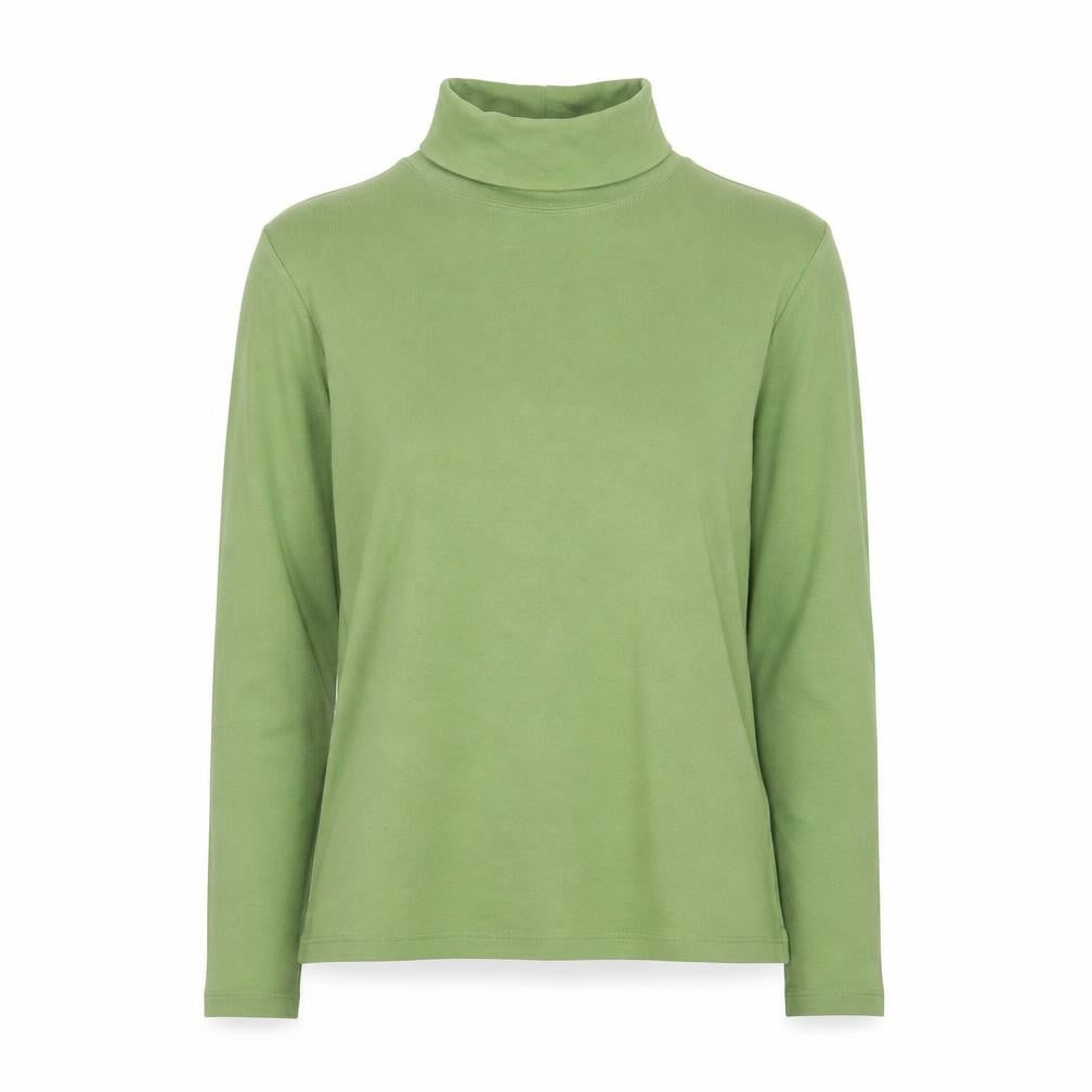 L.L. Bean Women's Green Roll Neck Long Sleeve Cotton Top M