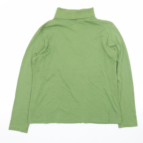 L.L. Bean Women's Green Roll Neck Long Sleeve Cotton Top M