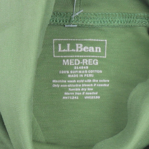 L.L. Bean Women's Green Roll Neck Long Sleeve Cotton Top M