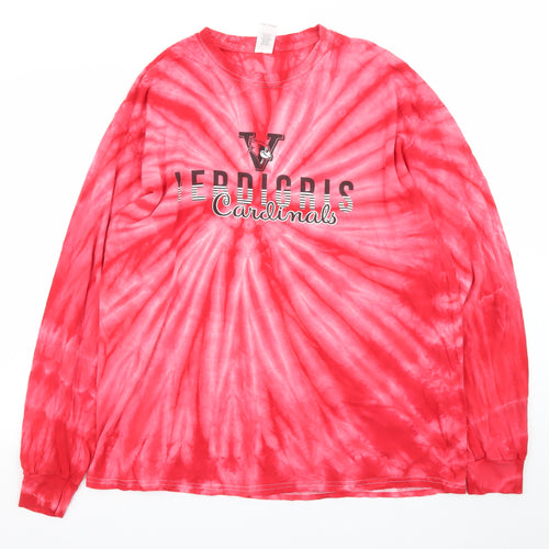 Gildan Mens XL Red Tie Dye Verdigris Cardinals Long Sleeve T-Shirt