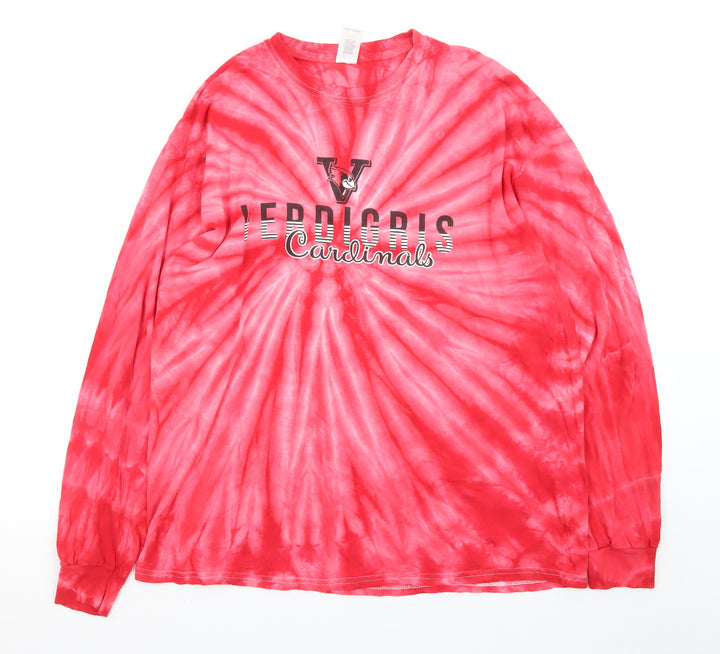 Gildan Mens XL Red Tie Dye Verdigris Cardinals Long Sleeve T-Shirt
