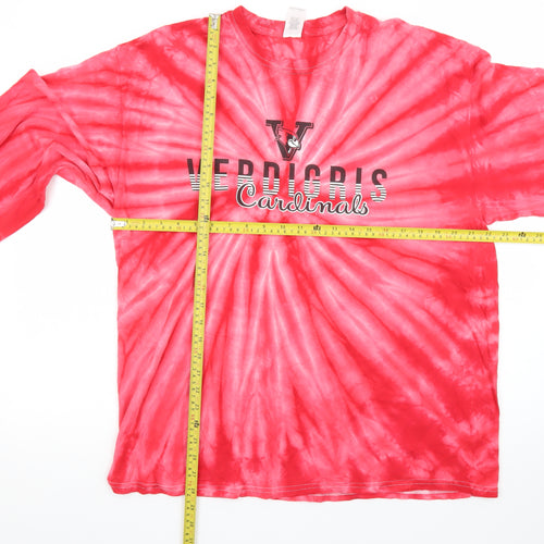 Gildan Mens XL Red Tie Dye Verdigris Cardinals Long Sleeve T-Shirt