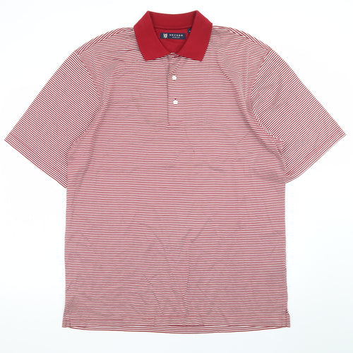 Oxford Golf Men's Red Striped Cotton Polo Shirt Size M