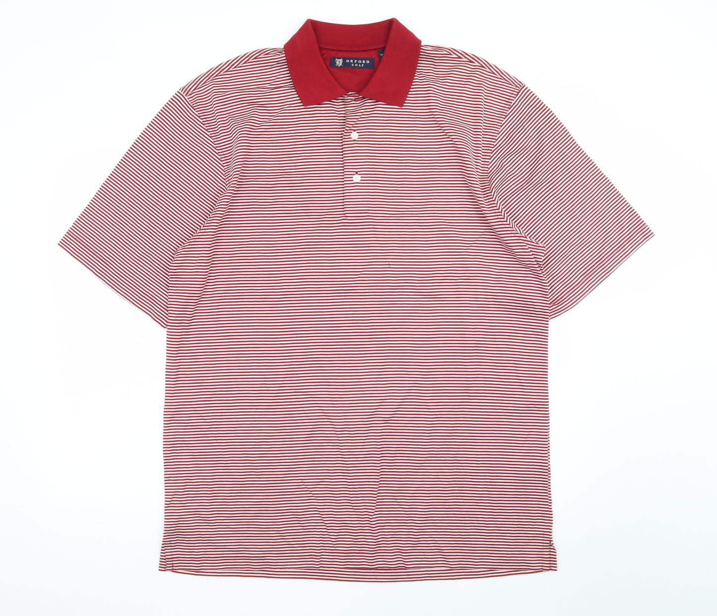 Oxford Golf Men's Red Striped Cotton Polo Shirt Size M