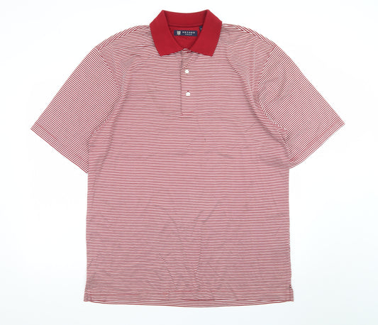 Oxford Golf Men's Red Striped Cotton Polo Shirt Size M