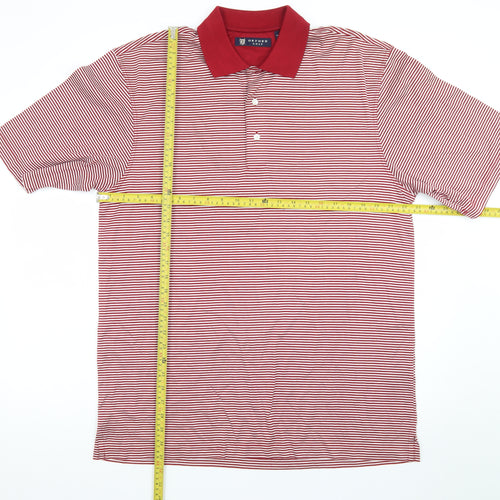 Oxford Golf Men's Red Striped Cotton Polo Shirt Size M