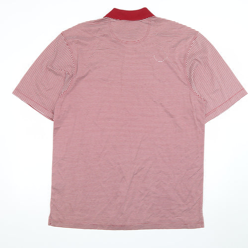 Oxford Golf Men's Red Striped Cotton Polo Shirt Size M
