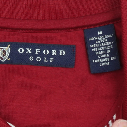 Oxford Golf Men's Red Striped Cotton Polo Shirt Size M