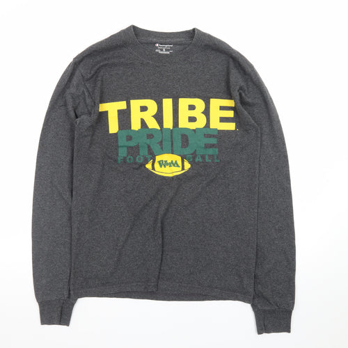 Champion Men’s Grey Long Sleeve Crew Neck Football Graphic T-Shirt Size S