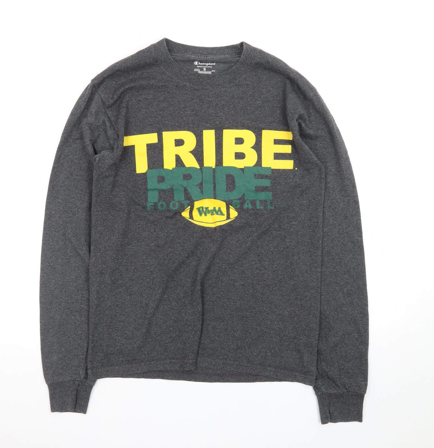 Champion Men’s Grey Long Sleeve Crew Neck Football Graphic T-Shirt Size S