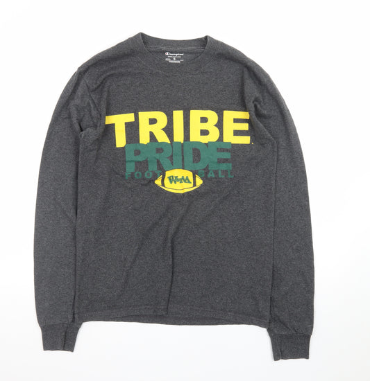 Champion Men’s Grey Long Sleeve Crew Neck Football Graphic T-Shirt Size S