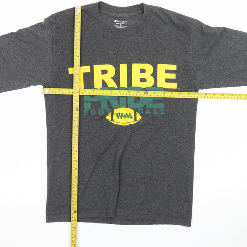 Champion Men’s Grey Long Sleeve Crew Neck Football Graphic T-Shirt Size S