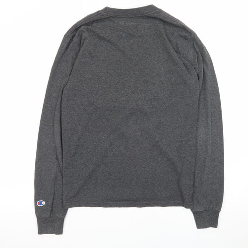 Champion Men’s Grey Long Sleeve Crew Neck Football Graphic T-Shirt Size S