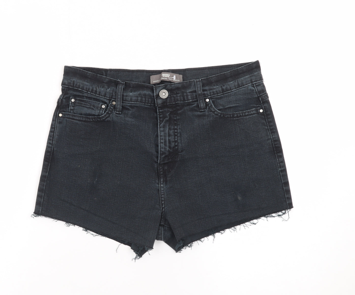 Levi's Women's Black Denim Cut-Off Shorts M Slim Fit Stretch