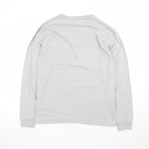 Hanes Men’s Grey Long Sleeve Crew Neck Pocket T-Shirt Size M
