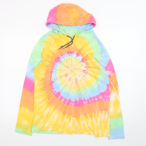 Dyenomite Men’s Multicoloured Tie-Dye Pullover Hoodie Size S